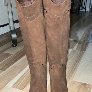 Reba Suede Leather Riveted Tall Boot